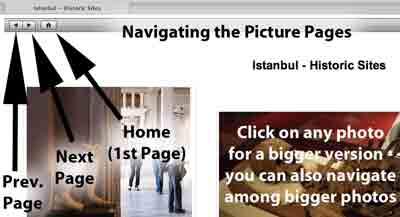 Navigating the photo pages